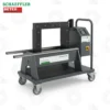 Schaeffler HEATER600-450V BASIC Induction Bearing Heater Heavy-duty | E-Shop Bearings Specialist Schaeffler Heater600-Basic industrial heating press mounted on a wheeled cart with a right-side control panel and emergency stop button