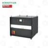 Schaeffler MF-GENERATOR 25-GENERATOR 44 kW 500V Medium-Frequency Induction Heating Generator | E-Shop Bearings Specialist Industrial control cabinet with a small touchscreen, status LEDs, white label strip, and a large red emergency stop on the bottom left. Brand logos visible in the background.