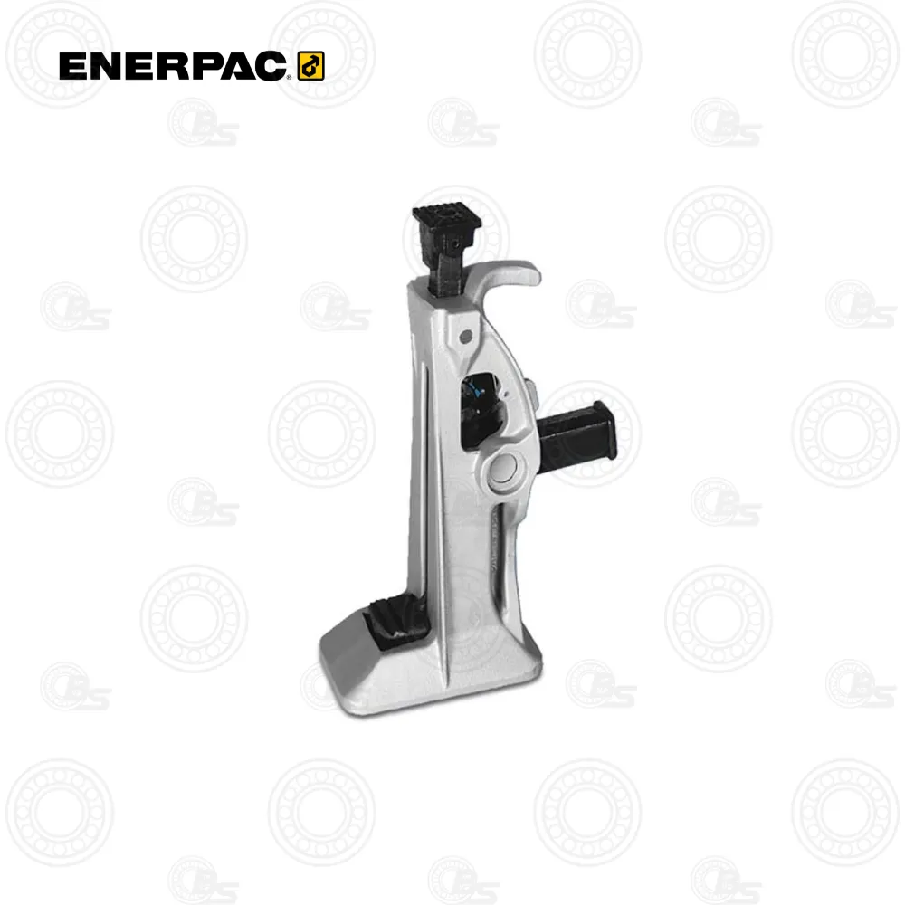 Enerpac 02075 Track Jack Mech 13 In A17 | E-Shop Bearings Specialist Enerpac hydraulic hand pump with vertical cylinder, control lever, and base shown in side view.