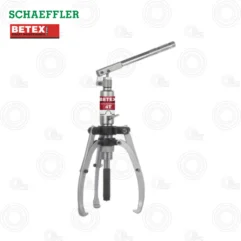 Betex bearing puller with three jaws and long T-handle used to extract bearings from a shaft (Schaeffler Betex tool).