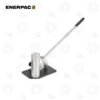 Enerpac 11100 Ultra-High Pressure Hand Pumps Fittings - 10000 PSI | E-Shop Bearings Specialist Enerpac hydraulic press with a stainless vertical cylinder and a long metal lever on a black base, used to apply controlled force.