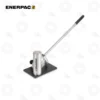 Enerpac 11400 Ultra-High Pressure Hand Pumps Fittings - 40000 PSI | E-Shop Bearings Specialist Enerpac manual lever hydraulic press on a black base with a long silver handle and black grip.