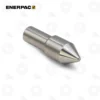 Enerpac 43001 Gland Nut Plug, 3/8" Cone | E-Shop Bearings Specialist Metal cylindrical tool tip with a sharp conical point, used for centering or aligning during machining.