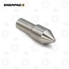 Metal cylindrical tool tip with a sharp conical point, used for centering or aligning during machining.