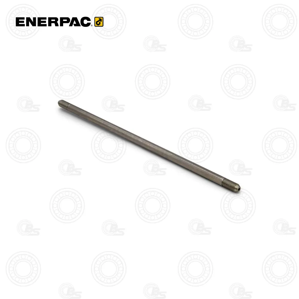 Enerpac 45136 Tubing, 12" Tube, 3/8" O.D. | E-Shop Bearings Specialist Long gray metal rod with threaded ends, a component for Enerpac hydraulic lifting systems.