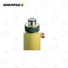 Enerpac A252G 25-Ton Snap-In Grooved Saddle | E-Shop Bearings Specialist Enerpac hydraulic hand pump head with a black knurled collar, silver piston, and red release button on a yellow body.