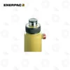 Enerpac A53G Snap-In Grooved Saddle | E-Shop Bearings Specialist Close-up of Enerpac hydraulic cylinder head: yellow body, black knurled adjustment ring, and a red side valve knob