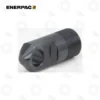 Enerpac AD150 4-Ton Clevis Eye | E-Shop Bearings Specialist Black metal hydraulic adapter with external threads and a conical front end, branded Enerpac.