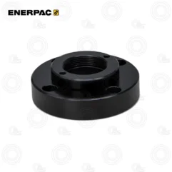 Enerpac AD172 9-Ton Flange Adaptor | E-Shop Bearings Specialist Black circular metal flange/spacer with a central threaded bore and four peripheral bolt holes (Enerpac component)