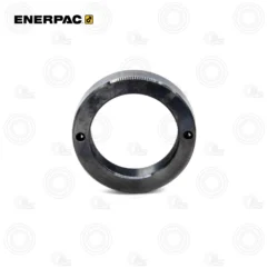 Enerpac AD183 16-Ton Retainer Nut | E-Shop Bearings Specialist Metal circular flange with two countersunk holes and internal threading, likely a mounting ring for hydraulic equipment
