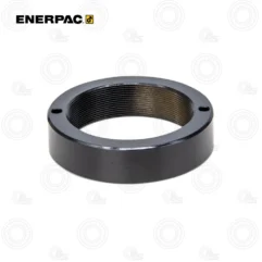 Enerpac AD193 25-Ton Retainer Nut | E-Shop Bearings Specialist Black metal circular ring with internal threads and two small holes on the outer edge.