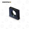 Enerpac BAD141 4-Ton Foot Mounting | E-Shop Bearings Specialist Blue square metal block with a circular through-hole for a shaft or bearing, plus two top holes for mounting (Enerpac component).