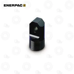 Enerpac black cylindrical adapter with a square drive opening on top and a threaded bottom end