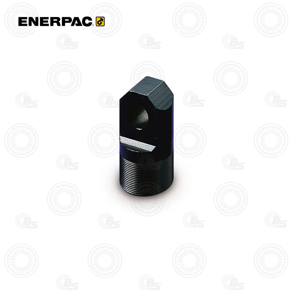 Enerpac BAD152 16-Ton Clevis Eye | E-Shop Bearings Specialist Black metal cylindrical hydraulic tool accessory with a threaded base and a hollow top, an Enerpac component.