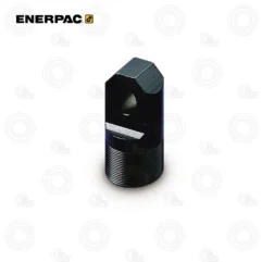 Black metal threaded cylindrical tool with a knurled lower section and a beveled, angled top.