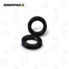 Enerpac BAD183 16-Ton Retainer Nut | E-Shop Bearings Specialist Two black circular ring spacers with threaded inner bore on a white background (Enerpac branding).
