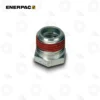 Enerpac BFZ16301 Reducer Bushing 3 8 to G1 4 | E-Shop Bearings Specialist Metal hexagonal hydraulic fitting with red thread sealant on external threads, Enerpac brand visible in background