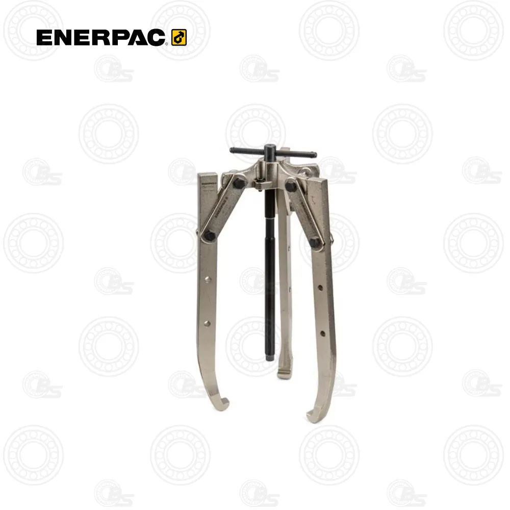 Enerpac BHP1762 Grip Puller Set | E-Shop Bearings Specialist Enerpac bearing puller with three spreader arms and a central hydraulic screw used to remove bearings from shafts