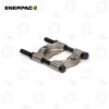 Enerpac BHP181 7-Ton Bearing Separator | E-Shop Bearings Specialist Metal bearing clamp tool with curved jaws and four bolts, used to securely grip a bearing during installation.