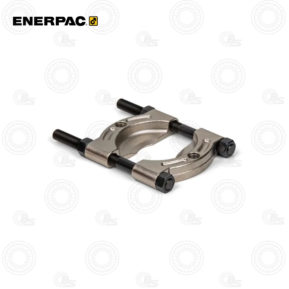 Enerpac BHP181 7-Ton Bearing Separator | E-Shop Bearings Specialist Metal bearing clamp tool with curved jaws and four bolts, used to securely grip a bearing during installation.