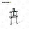 Enerpac BHP190 7-Ton Bearing Cup Puller | E-Shop Bearings Specialist Enerpac two-legged bearing puller with crossbar and central hydraulic jack, used to remove bearings from shafts.