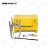 Enerpac BHP252 Grip Puller Set | E-Shop Bearings Specialist Enerpac yellow toolbox with industrial lifting attachments (arms, rods, and fasteners) laid out in front for machinery lifting and positioning kit