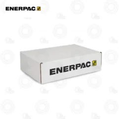 White rectangular cardboard box with the Enerpac logo on the side.