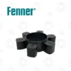 FENNER-HRC-ELEMENT Bearings Specialist | E-Shop Bearings Specialist Close-up of a black circular mounting base with curved arms on a white background marked by faint circular gear graphics.