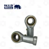 PHS-PHSB NIS ROD END BEARINGS | E-Shop Bearings Specialist Two metal rod end bearing joints connected in an L-shaped linkage, with inner bearings and brass seals, branded NIS Rhino in the top left.
