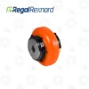 REGALREXNORD OMEGA ELASTOMERIC COUPLING | E-Shop Bearings Specialist Orange industrial brake or drum assembly with a metal center hub, shown as a Regal Rexnord product image