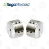 REGALREXNORD VIVA HRB V-VS Series HUB | E-Shop Bearings Specialist Two silver metal shaft coupling hubs with four threaded holes each, facing each other.