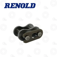 Master link for a roller chain showing removable side plates and connecting pins